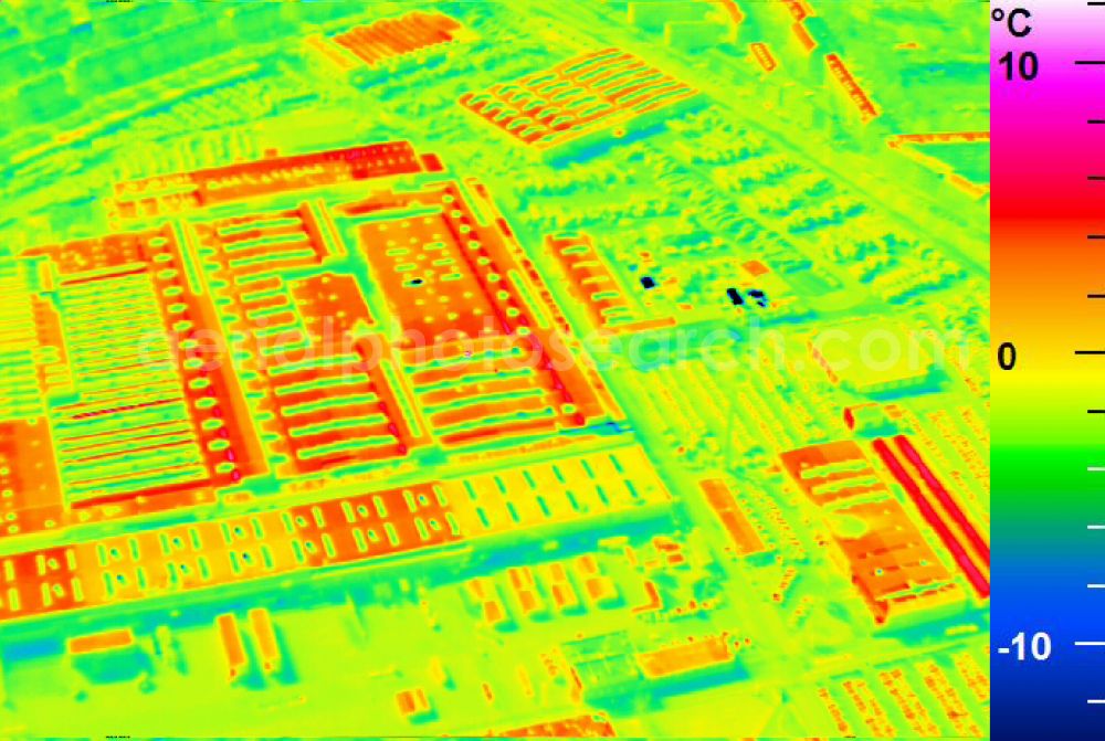 Infrared aerial photograph Mannheim - Infrared aerial photograph of building and production halls on the premises of John Deere GmbH & Co KG on street John-Deere-Strasse in the district Lindenhof in Mannheim in the state Baden-Wuerttemberg, Germany