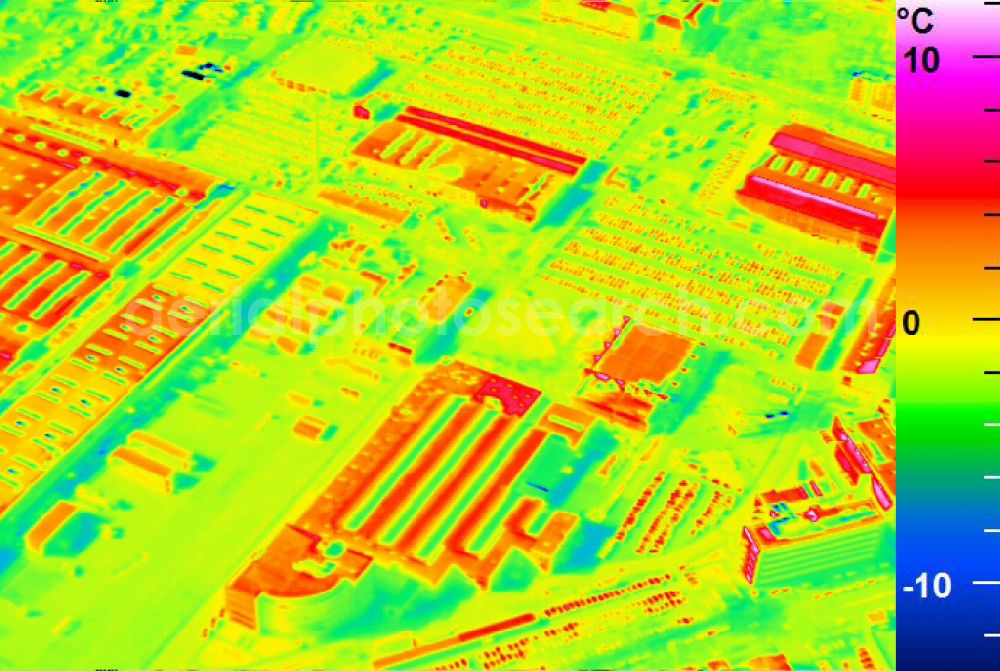 Infrared aerial photograph Mannheim - Infrared aerial photograph of building and production halls on the premises of John Deere GmbH & Co KG on street John-Deere-Strasse in the district Lindenhof in Mannheim in the state Baden-Wuerttemberg, Germany