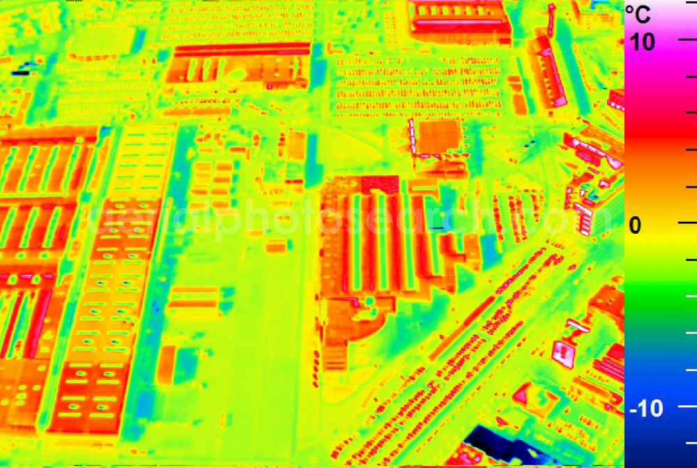 Infrared aerial photograph Mannheim - Infrared aerial photograph of building and production halls on the premises of John Deere GmbH & Co KG on street John-Deere-Strasse in the district Lindenhof in Mannheim in the state Baden-Wuerttemberg, Germany