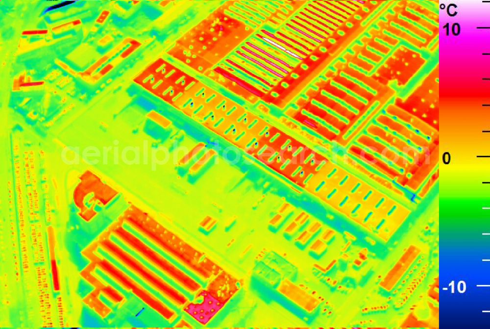 Infrared aerial photograph Mannheim - Infrared aerial photograph of building and production halls on the premises of John Deere GmbH & Co KG on street John-Deere-Strasse in the district Lindenhof in Mannheim in the state Baden-Wuerttemberg, Germany