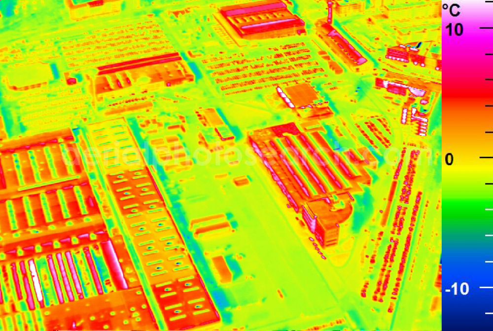 Infrared aerial photograph Mannheim - Infrared aerial photograph of building and production halls on the premises of John Deere GmbH & Co KG on street John-Deere-Strasse in the district Lindenhof in Mannheim in the state Baden-Wuerttemberg, Germany