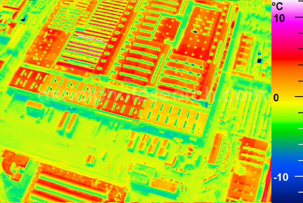 Infrared aerial photograph Mannheim - Infrared aerial photograph of building and production halls on the premises of John Deere GmbH & Co KG on street John-Deere-Strasse in the district Lindenhof in Mannheim in the state Baden-Wuerttemberg, Germany