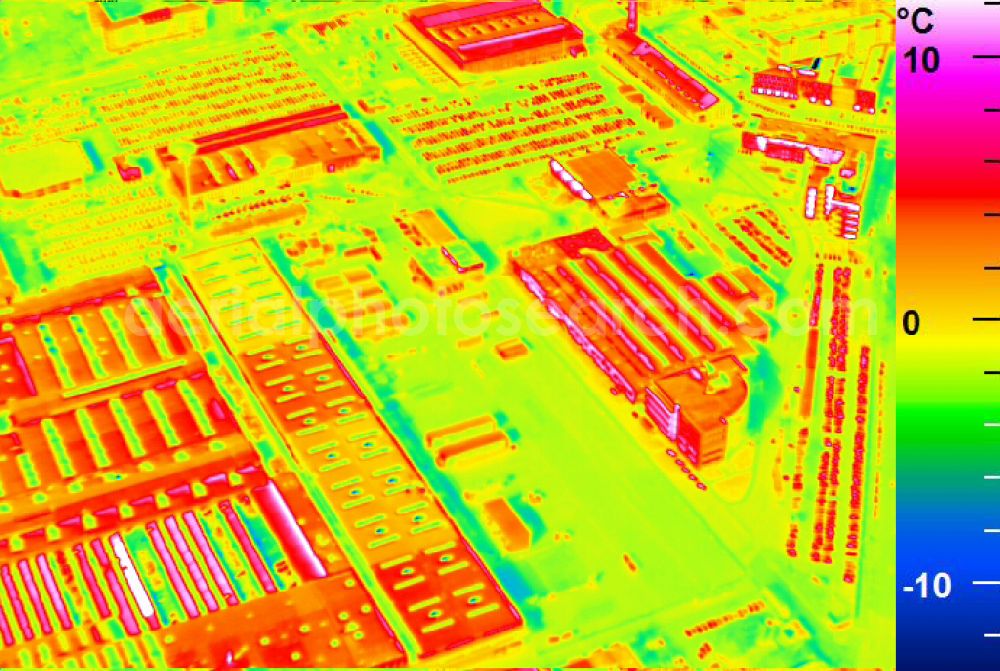 Infrared aerial photograph Mannheim - Infrared aerial photograph of building and production halls on the premises of John Deere GmbH & Co KG on street John-Deere-Strasse in the district Lindenhof in Mannheim in the state Baden-Wuerttemberg, Germany