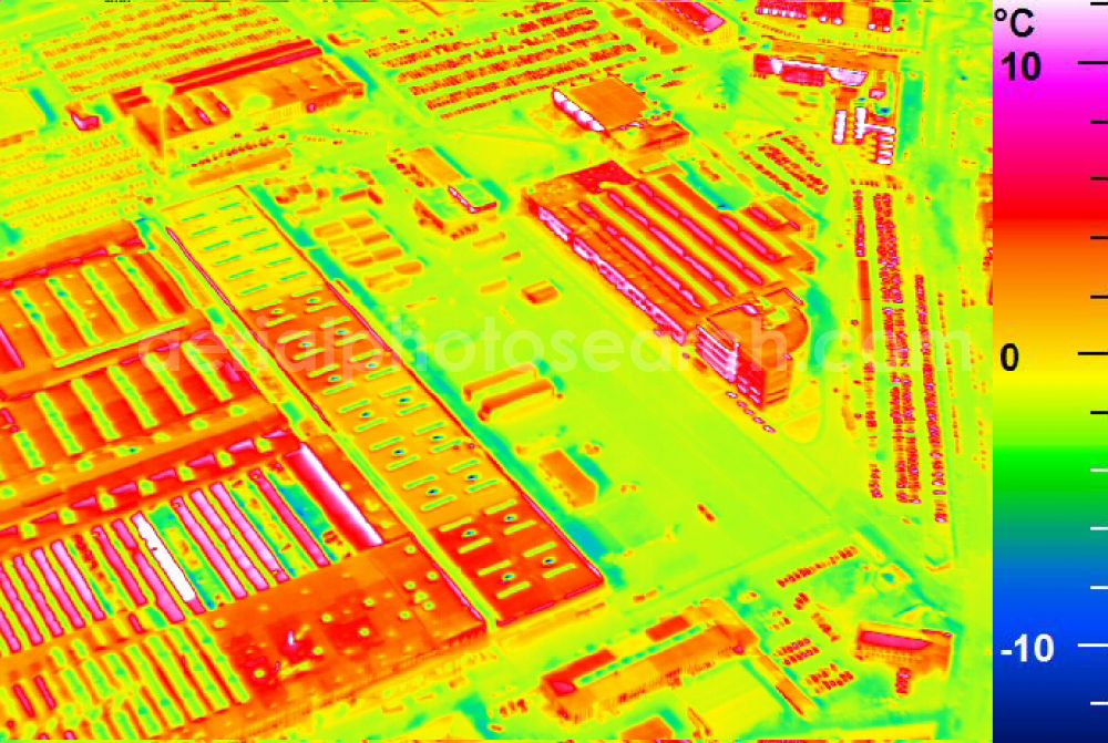 Infrared aerial photograph Mannheim - Infrared aerial photograph of building and production halls on the premises of John Deere GmbH & Co KG on street John-Deere-Strasse in the district Lindenhof in Mannheim in the state Baden-Wuerttemberg, Germany