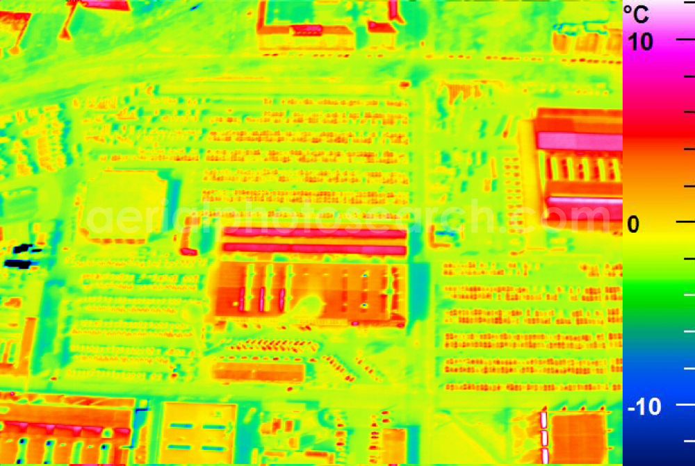 Infrared aerial photograph Mannheim - Infrared aerial photograph of building and production halls on the premises of John Deere GmbH & Co KG on street John-Deere-Strasse in the district Lindenhof in Mannheim in the state Baden-Wuerttemberg, Germany