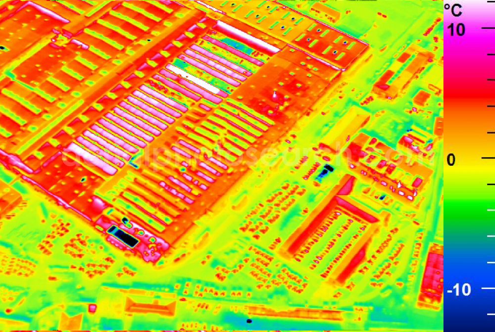 Infrared aerial photograph Mannheim - Infrared aerial photograph of building and production halls on the premises of John Deere GmbH & Co KG on street John-Deere-Strasse in the district Lindenhof in Mannheim in the state Baden-Wuerttemberg, Germany