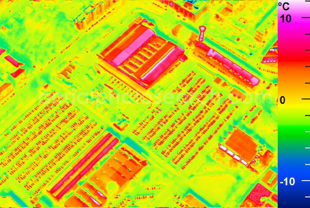 Infrared aerial photograph Mannheim - Infrared aerial photograph of building and production halls on the premises of John Deere GmbH & Co KG on street John-Deere-Strasse in the district Lindenhof in Mannheim in the state Baden-Wuerttemberg, Germany