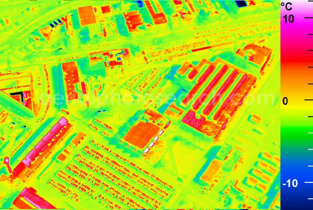 Infrared aerial photograph Mannheim - Infrared aerial photograph of building and production halls on the premises of John Deere GmbH & Co KG on street John-Deere-Strasse in the district Lindenhof in Mannheim in the state Baden-Wuerttemberg, Germany