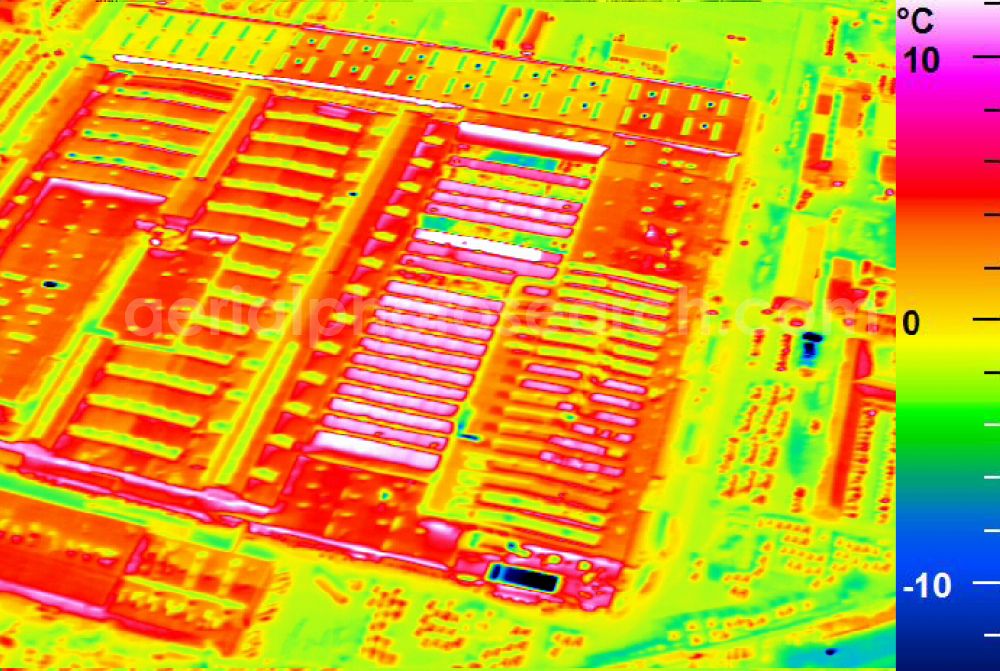 Infrared aerial photograph Mannheim - Infrared aerial photograph of building and production halls on the premises of John Deere GmbH & Co KG on street John-Deere-Strasse in the district Lindenhof in Mannheim in the state Baden-Wuerttemberg, Germany