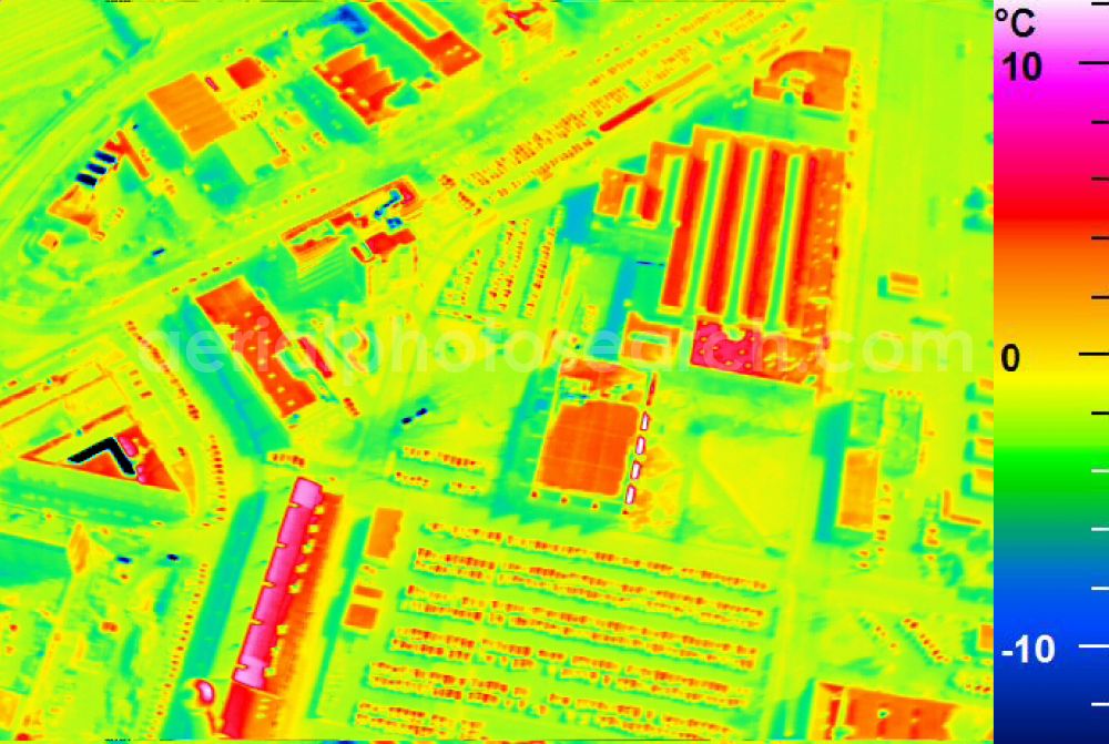 Infrared aerial photograph Mannheim - Infrared aerial photograph of building and production halls on the premises of John Deere GmbH & Co KG on street John-Deere-Strasse in the district Lindenhof in Mannheim in the state Baden-Wuerttemberg, Germany