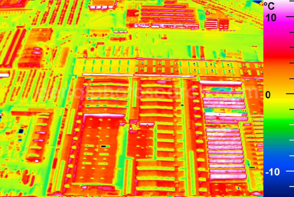 Infrared aerial photograph Mannheim - Infrared aerial photograph of building and production halls on the premises of John Deere GmbH & Co KG on street John-Deere-Strasse in the district Lindenhof in Mannheim in the state Baden-Wuerttemberg, Germany