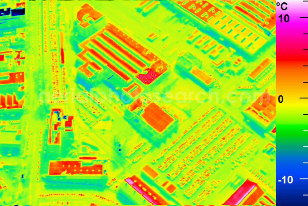 Infrared aerial photograph Mannheim - Infrared aerial photograph of building and production halls on the premises of John Deere GmbH & Co KG on street John-Deere-Strasse in the district Lindenhof in Mannheim in the state Baden-Wuerttemberg, Germany