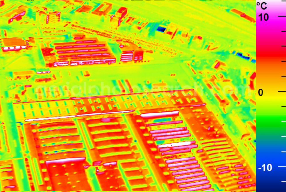 Infrared aerial photograph Mannheim - Infrared aerial photograph of building and production halls on the premises of John Deere GmbH & Co KG on street John-Deere-Strasse in the district Lindenhof in Mannheim in the state Baden-Wuerttemberg, Germany