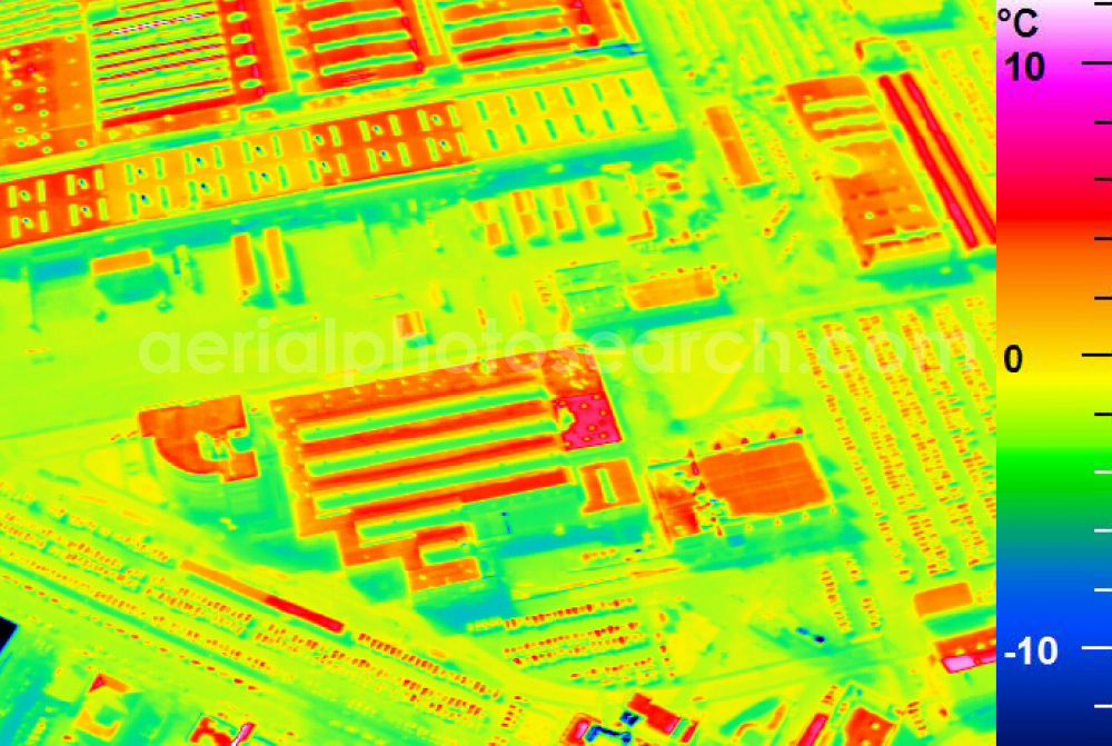 Infrared aerial photograph Mannheim - Infrared aerial photograph of building and production halls on the premises of John Deere GmbH & Co KG on street John-Deere-Strasse in the district Lindenhof in Mannheim in the state Baden-Wuerttemberg, Germany