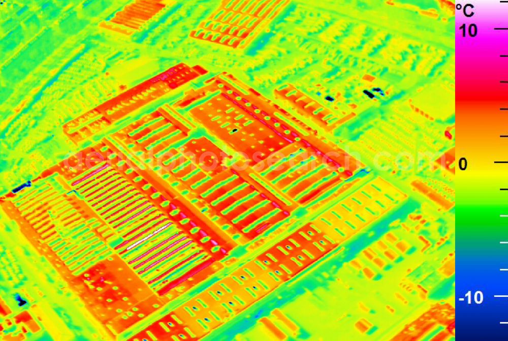 Infrared aerial photograph Mannheim - Infrared aerial photograph of building and production halls on the premises of John Deere GmbH & Co KG on street John-Deere-Strasse in the district Lindenhof in Mannheim in the state Baden-Wuerttemberg, Germany