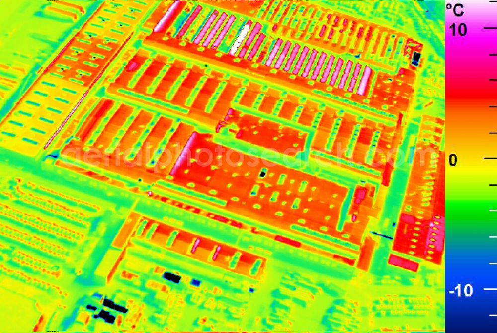 Infrared aerial photograph Mannheim - Infrared aerial photograph of building and production halls on the premises of John Deere GmbH & Co KG on street John-Deere-Strasse in the district Lindenhof in Mannheim in the state Baden-Wuerttemberg, Germany