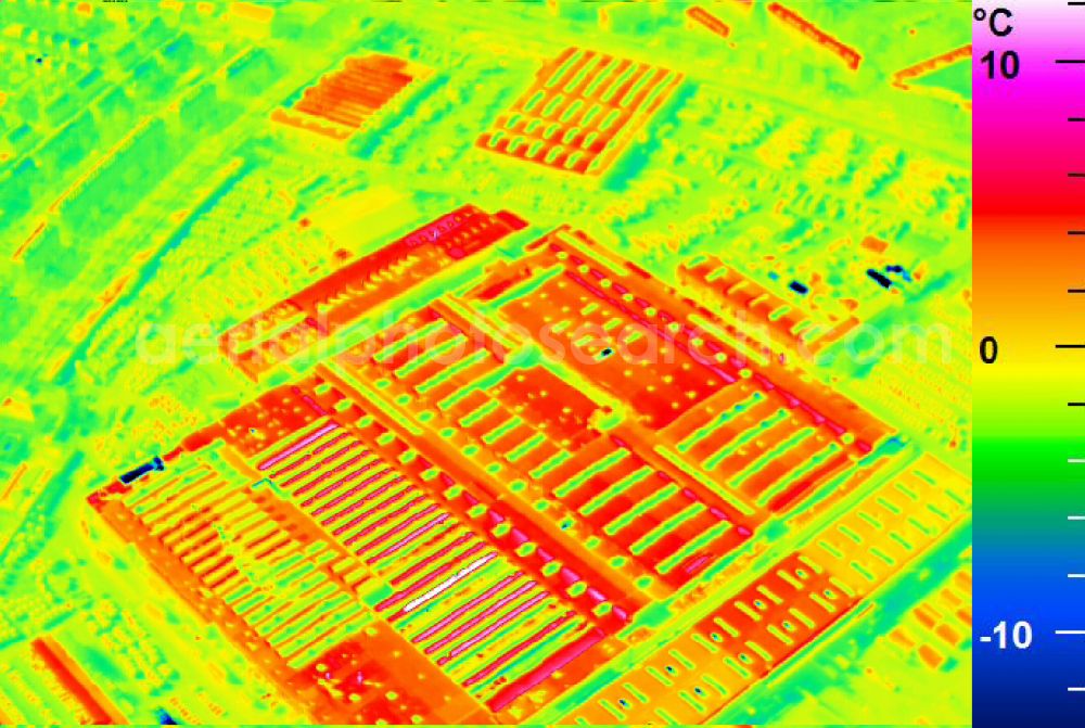 Infrared aerial photograph Mannheim - Infrared aerial photograph of building and production halls on the premises of John Deere GmbH & Co KG on street John-Deere-Strasse in the district Lindenhof in Mannheim in the state Baden-Wuerttemberg, Germany