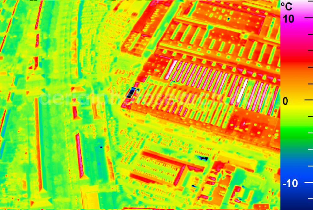 Infrared aerial photograph Mannheim - Infrared aerial photograph of building and production halls on the premises of John Deere GmbH & Co KG on street John-Deere-Strasse in the district Lindenhof in Mannheim in the state Baden-Wuerttemberg, Germany