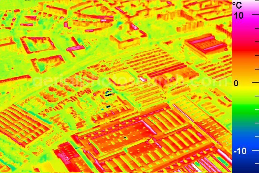 Infrared aerial photograph Mannheim - Infrared aerial photograph of building and production halls on the premises of John Deere GmbH & Co KG on street John-Deere-Strasse in the district Lindenhof in Mannheim in the state Baden-Wuerttemberg, Germany