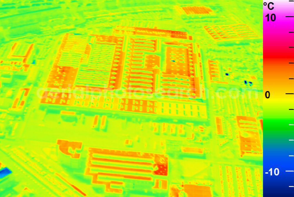 Infrared aerial photograph Mannheim - Infrared aerial photograph of building and production halls on the premises of John Deere GmbH & Co KG on street John-Deere-Strasse in the district Lindenhof in Mannheim in the state Baden-Wuerttemberg, Germany