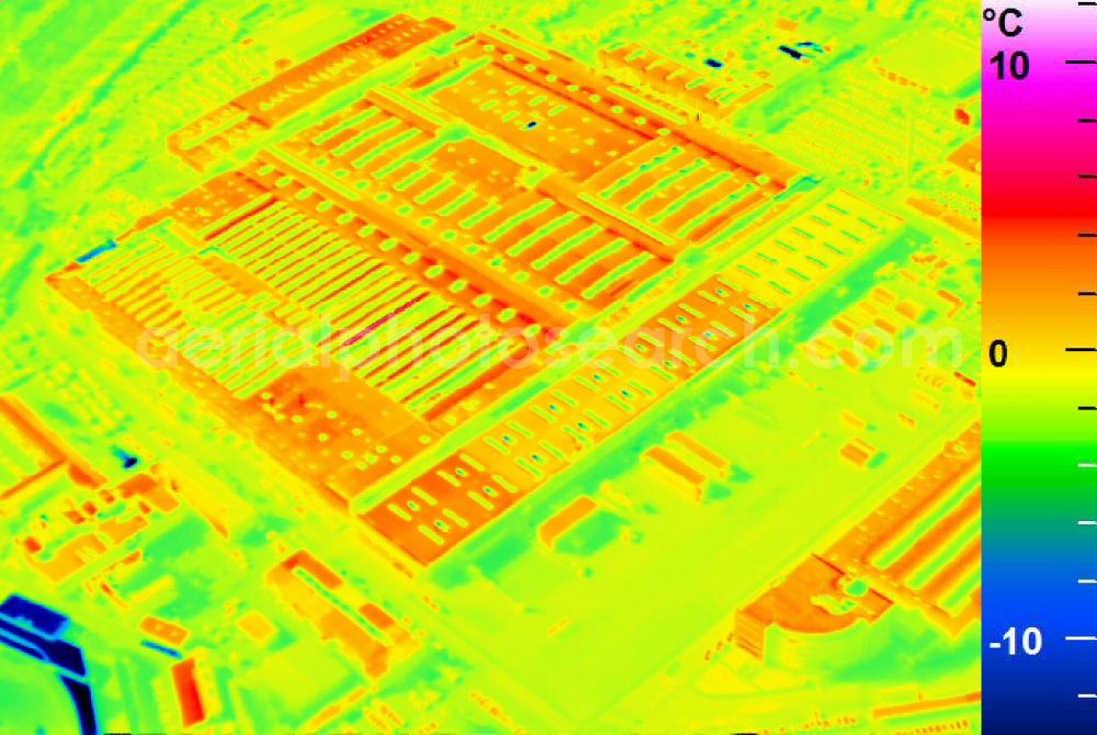 Infrared aerial photograph Mannheim - Infrared aerial photograph of building and production halls on the premises of John Deere GmbH & Co KG on street John-Deere-Strasse in the district Lindenhof in Mannheim in the state Baden-Wuerttemberg, Germany