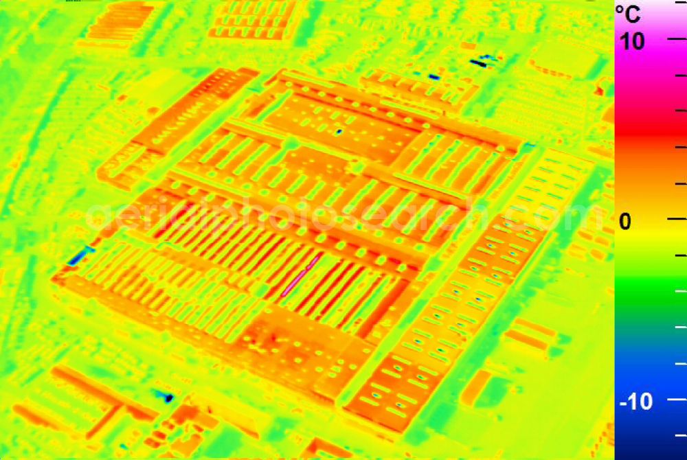 Infrared aerial photograph Mannheim - Infrared aerial photograph of building and production halls on the premises of John Deere GmbH & Co KG on street John-Deere-Strasse in the district Lindenhof in Mannheim in the state Baden-Wuerttemberg, Germany