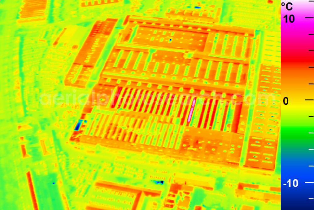 Infrared aerial photograph Mannheim - Infrared aerial photograph of building and production halls on the premises of John Deere GmbH & Co KG on street John-Deere-Strasse in the district Lindenhof in Mannheim in the state Baden-Wuerttemberg, Germany