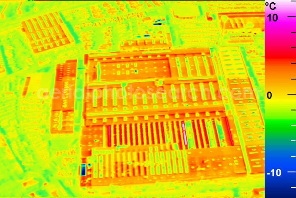 Infrared aerial photograph Mannheim - Infrared aerial photograph of building and production halls on the premises of John Deere GmbH & Co KG on street John-Deere-Strasse in the district Lindenhof in Mannheim in the state Baden-Wuerttemberg, Germany