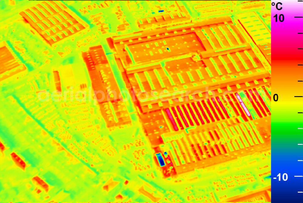 Infrared aerial photograph Mannheim - Infrared aerial photograph of building and production halls on the premises of John Deere GmbH & Co KG on street John-Deere-Strasse in the district Lindenhof in Mannheim in the state Baden-Wuerttemberg, Germany