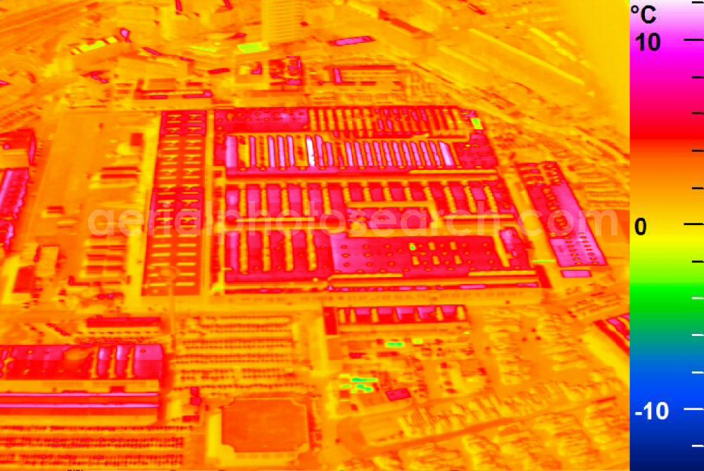 Infrared aerial photograph Mannheim - Infrared aerial photograph of building and production halls on the premises of John Deere GmbH & Co KG on street John-Deere-Strasse in the district Lindenhof in Mannheim in the state Baden-Wuerttemberg, Germany