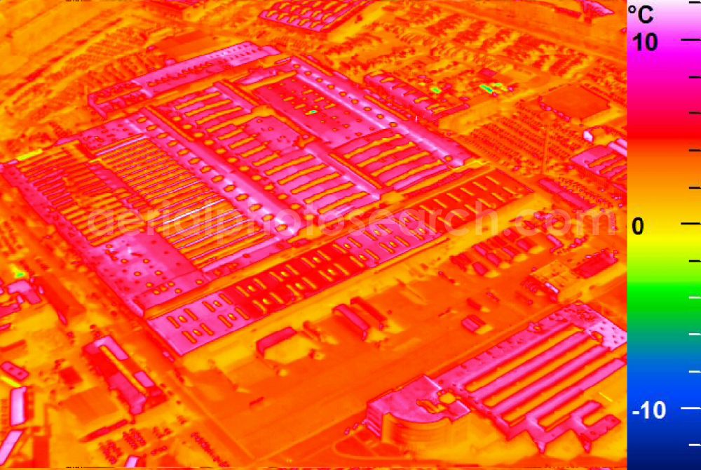 Infrared aerial photograph Mannheim - Infrared aerial photograph of building and production halls on the premises of John Deere GmbH & Co KG on street John-Deere-Strasse in the district Lindenhof in Mannheim in the state Baden-Wuerttemberg, Germany