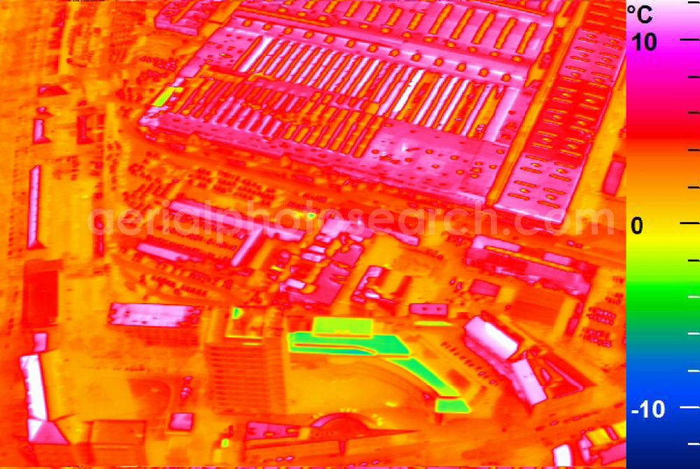 Infrared aerial photograph Mannheim - Infrared aerial photograph of building and production halls on the premises of John Deere GmbH & Co KG on street John-Deere-Strasse in the district Lindenhof in Mannheim in the state Baden-Wuerttemberg, Germany