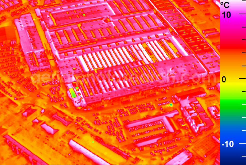 Infrared aerial photograph Mannheim - Infrared aerial photograph of building and production halls on the premises of John Deere GmbH & Co KG on street John-Deere-Strasse in the district Lindenhof in Mannheim in the state Baden-Wuerttemberg, Germany