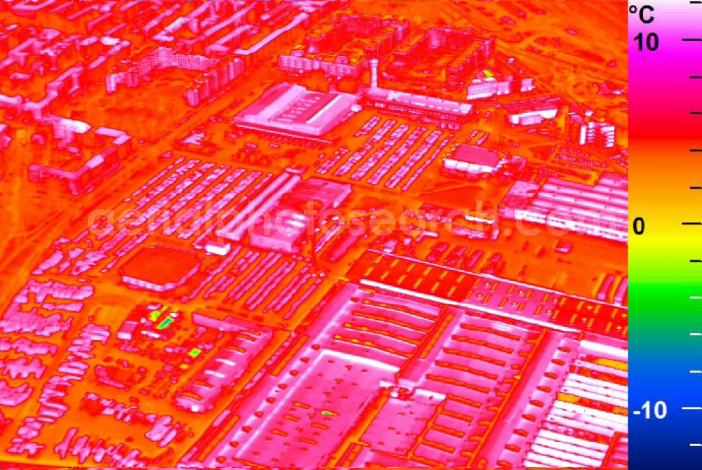 Infrared aerial photograph Mannheim - Infrared aerial photograph of building and production halls on the premises of John Deere GmbH & Co KG on street John-Deere-Strasse in the district Lindenhof in Mannheim in the state Baden-Wuerttemberg, Germany