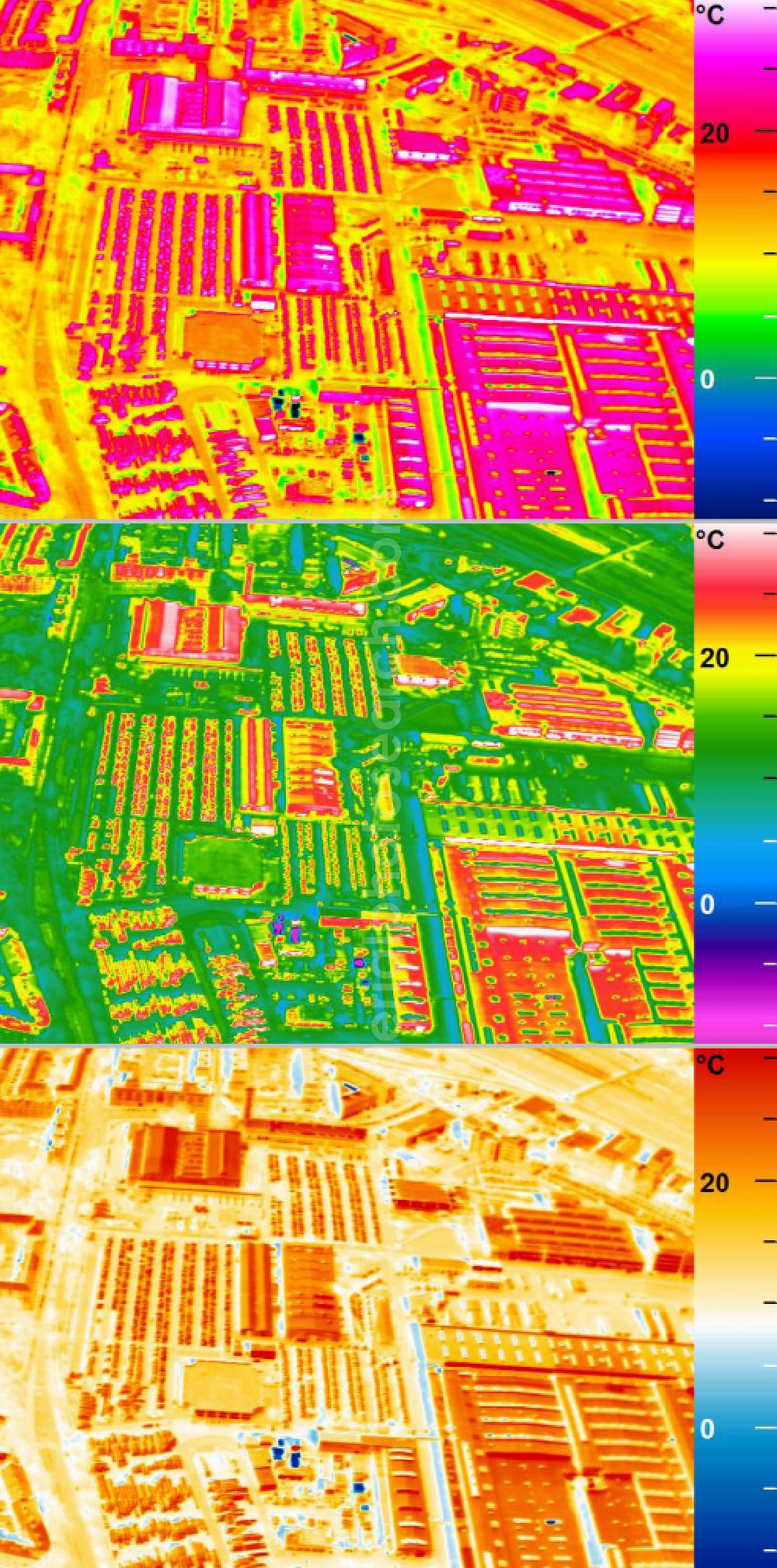 Infrared aerial photograph Mannheim - Infrared aerial photograph of building and production halls on the premises of John Deere GmbH & Co KG on street John-Deere-Strasse in the district Lindenhof in Mannheim in the state Baden-Wuerttemberg, Germany