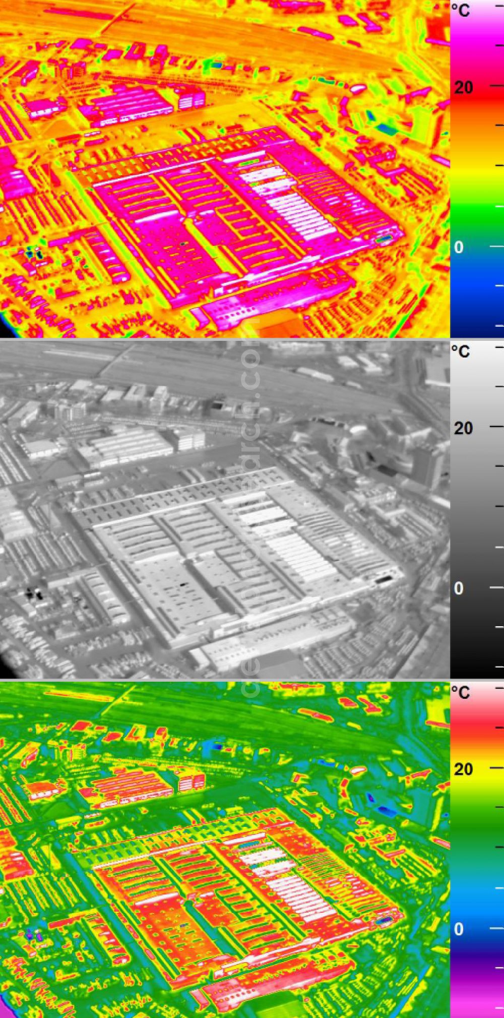 Infrared aerial photograph Mannheim - Infrared aerial photograph of building and production halls on the premises of John Deere GmbH & Co KG on street John-Deere-Strasse in the district Lindenhof in Mannheim in the state Baden-Wuerttemberg, Germany