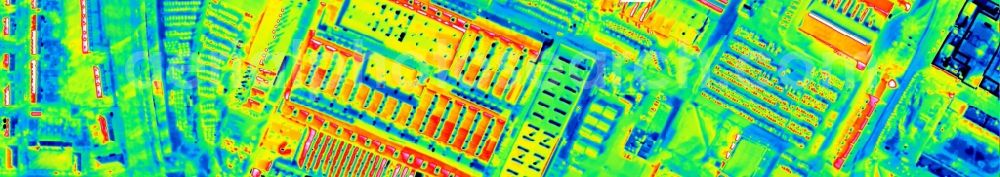 Infrared aerial photograph Mannheim - Infrared aerial photograph of Building and production halls on the premises of John Deere GmbH & Co. KG in the district Lindenhof in Mannheim in the state Baden-Wuerttemberg, Germany