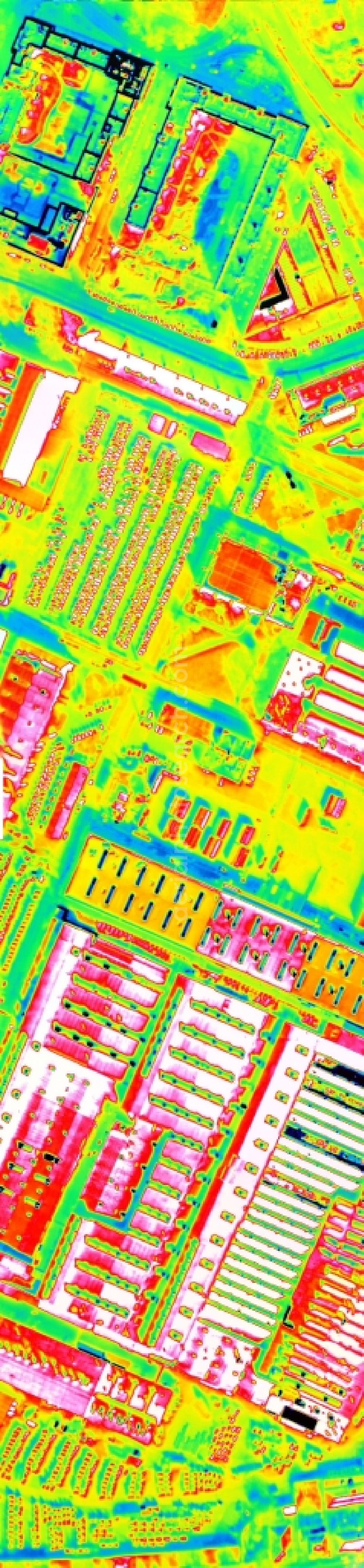 Infrared aerial photograph Mannheim - Infrared aerial photograph of Building and production halls on the premises of John Deere GmbH & Co. KG in the district Lindenhof in Mannheim in the state Baden-Wuerttemberg, Germany