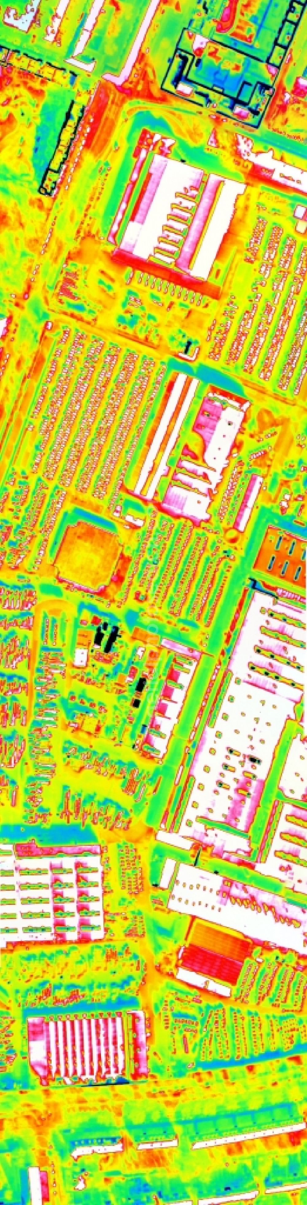 Infrared aerial photograph Mannheim - Infrared aerial photograph of Building and production halls on the premises of John Deere GmbH & Co. KG in the district Lindenhof in Mannheim in the state Baden-Wuerttemberg, Germany