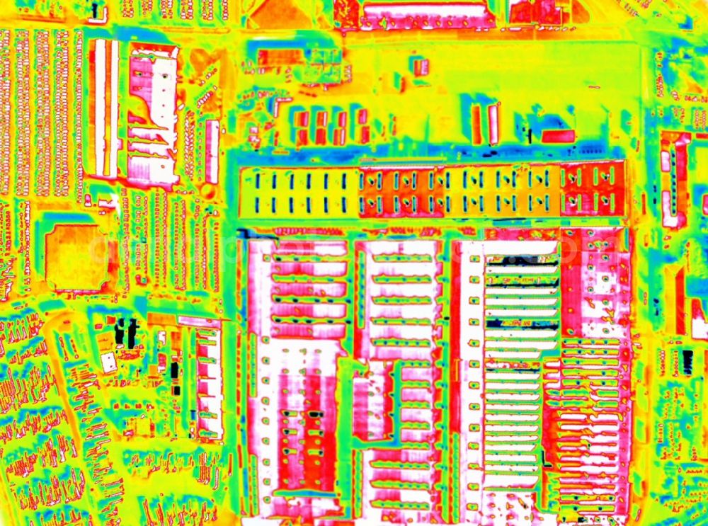 Infrared aerial photograph Mannheim - Infrared aerial photograph of Building and production halls on the premises of John Deere GmbH & Co. KG in the district Lindenhof in Mannheim in the state Baden-Wuerttemberg, Germany