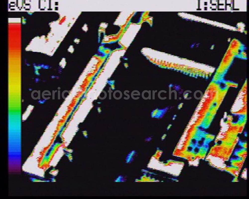 Infrared aerial photograph Berlin - Wärmeluftbild (Infrarotaufnahme) von den Anlagen des Heizkraftwerk Berlin Rummelsburg