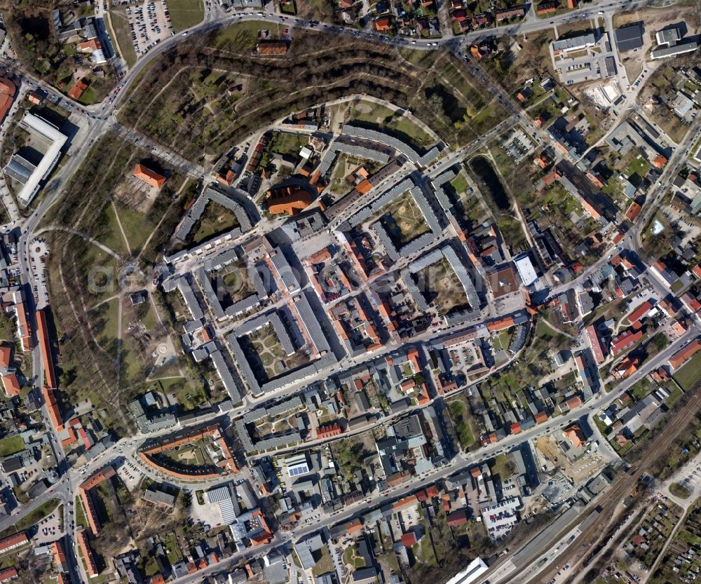 Vertical aerial photograph Bernau - Vertical aerial view from the satellite perspective of the old Town area and city center in Bernau in the state Brandenburg, Germany