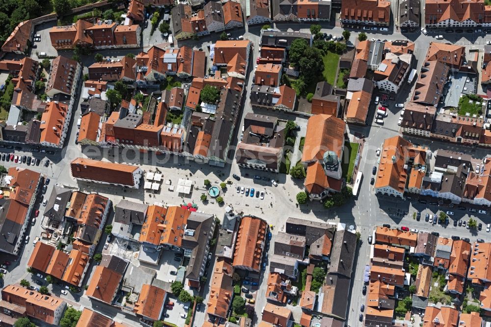 Vertical aerial photograph Schongau - Vertical aerial view from the satellite perspective of the old Town area and city center in Schongau in the state Bavaria, Germany