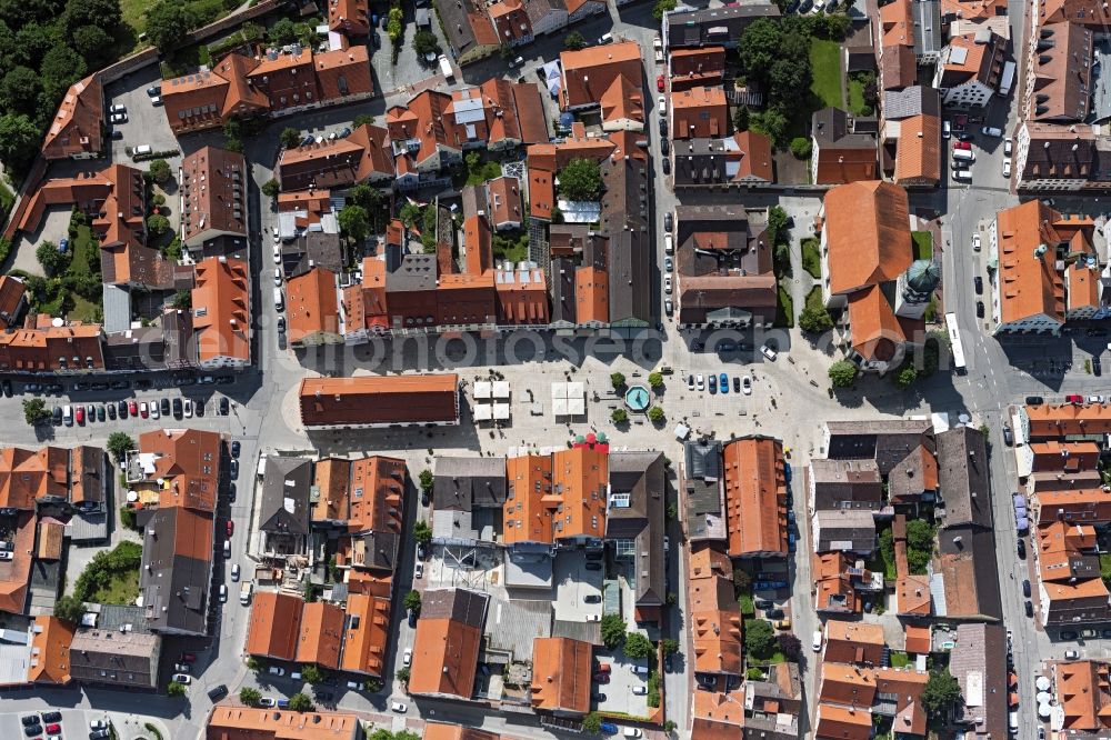 Vertical aerial photograph Schongau - Vertical aerial view from the satellite perspective of the old Town area and city center in Schongau in the state Bavaria, Germany