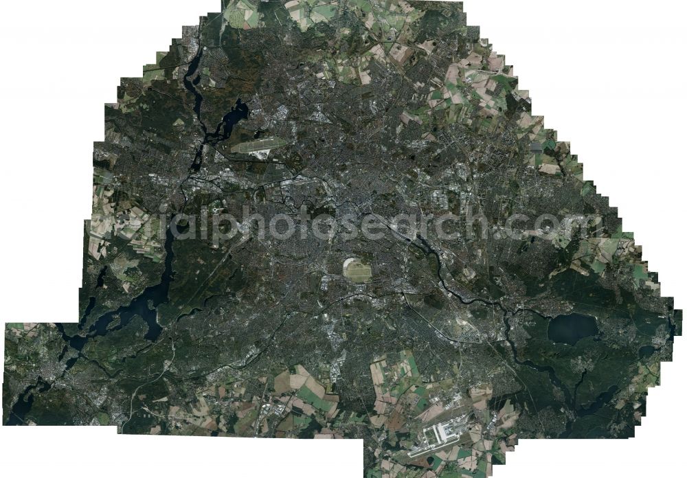 Vertical aerial photograph Berlin - Vertical aerial photograph of the city area of all municipalities in the downtown area of the City of Berlin