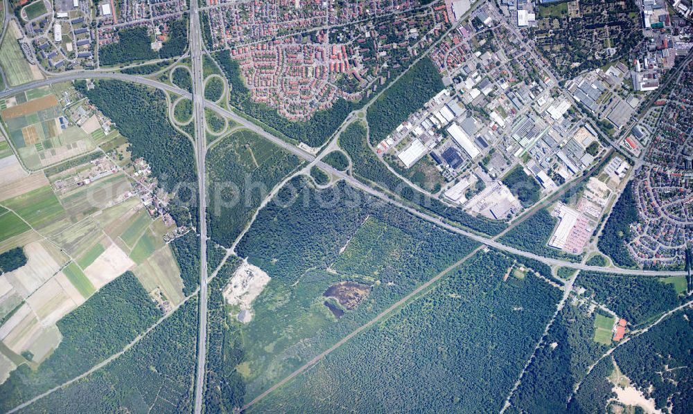 Vertical aerial photograph Speyer - Vertical aerial photograph of the progress of the federal highway A61 / E31 at junction / exit to the main road B9 in Speyer