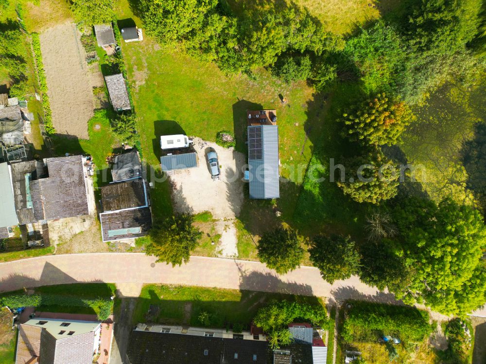 Vertical aerial photograph Groß Daberkow - Vertical aerial view from the satellite perspective of the construction site with development, foundation, earth and landfill works for a single family home in Gross Daberkow in the state Mecklenburg - Western Pomerania, Germany