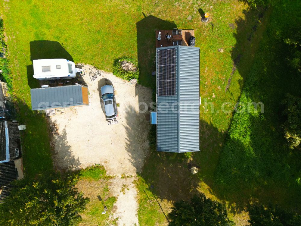 Vertical aerial photograph Groß Daberkow - Vertical aerial view from the satellite perspective of the construction site with development, foundation, earth and landfill works for a single family home in Gross Daberkow in the state Mecklenburg - Western Pomerania, Germany