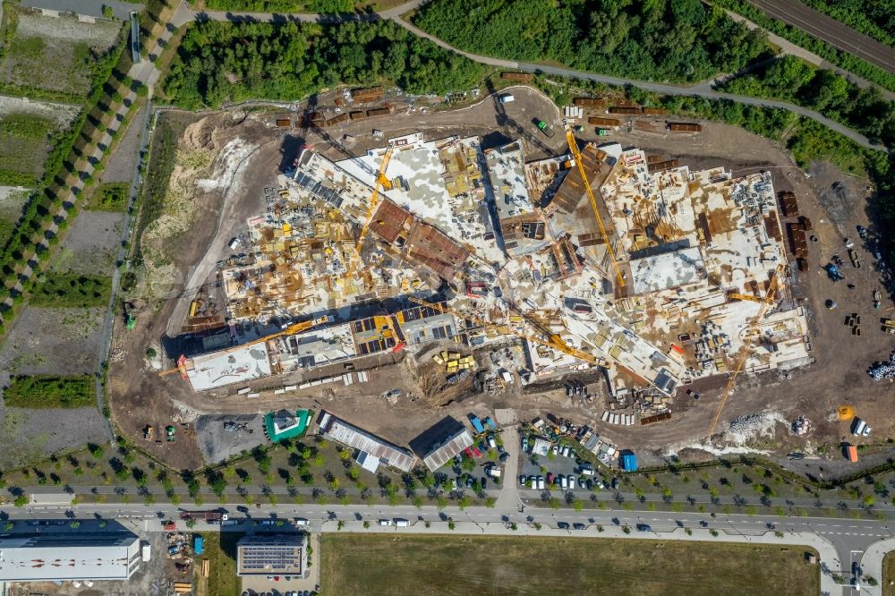 Vertical aerial photograph Dortmund - Vertical aerial view from the satellite perspective of the Construction site for the new building of Amprion GmbH in construction of Ed. Zueblin AG in the district Hoerde in Dortmund in the state North Rhine-Westphalia