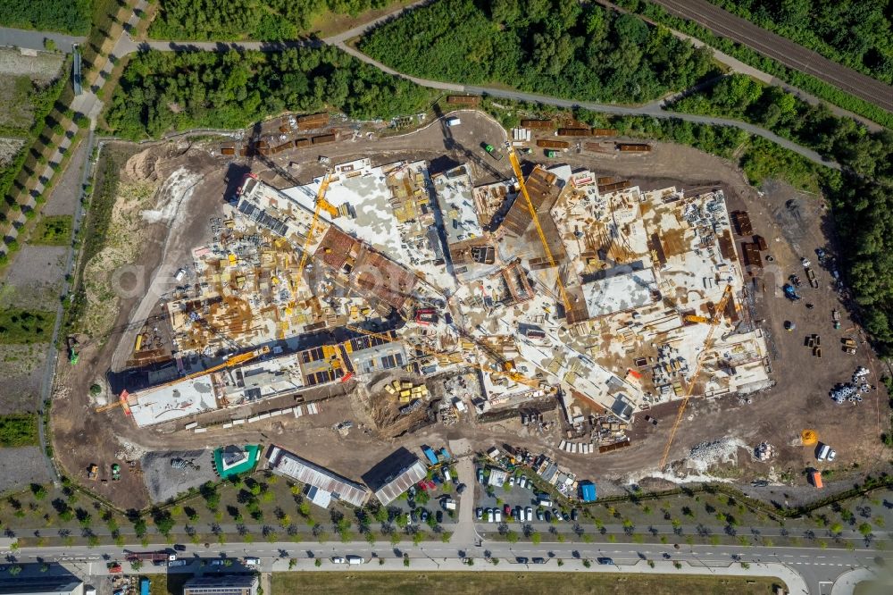 Vertical aerial photograph Dortmund - Vertical aerial view from the satellite perspective of the Construction site for the new building of Amprion GmbH in construction of Ed. Zueblin AG in the district Hoerde in Dortmund in the state North Rhine-Westphalia